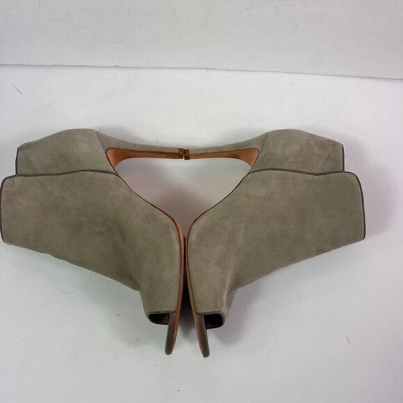 JOIE Booties Womens 39 US 8 Gray Suede Open Peep Toe Ankle Stiletto Side Zip - Picture 7 of 14